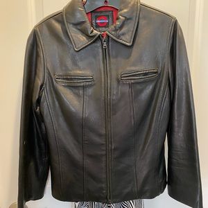 Underground Small black soft leather zip jacket w/ 2 pocket slits, rarely worn